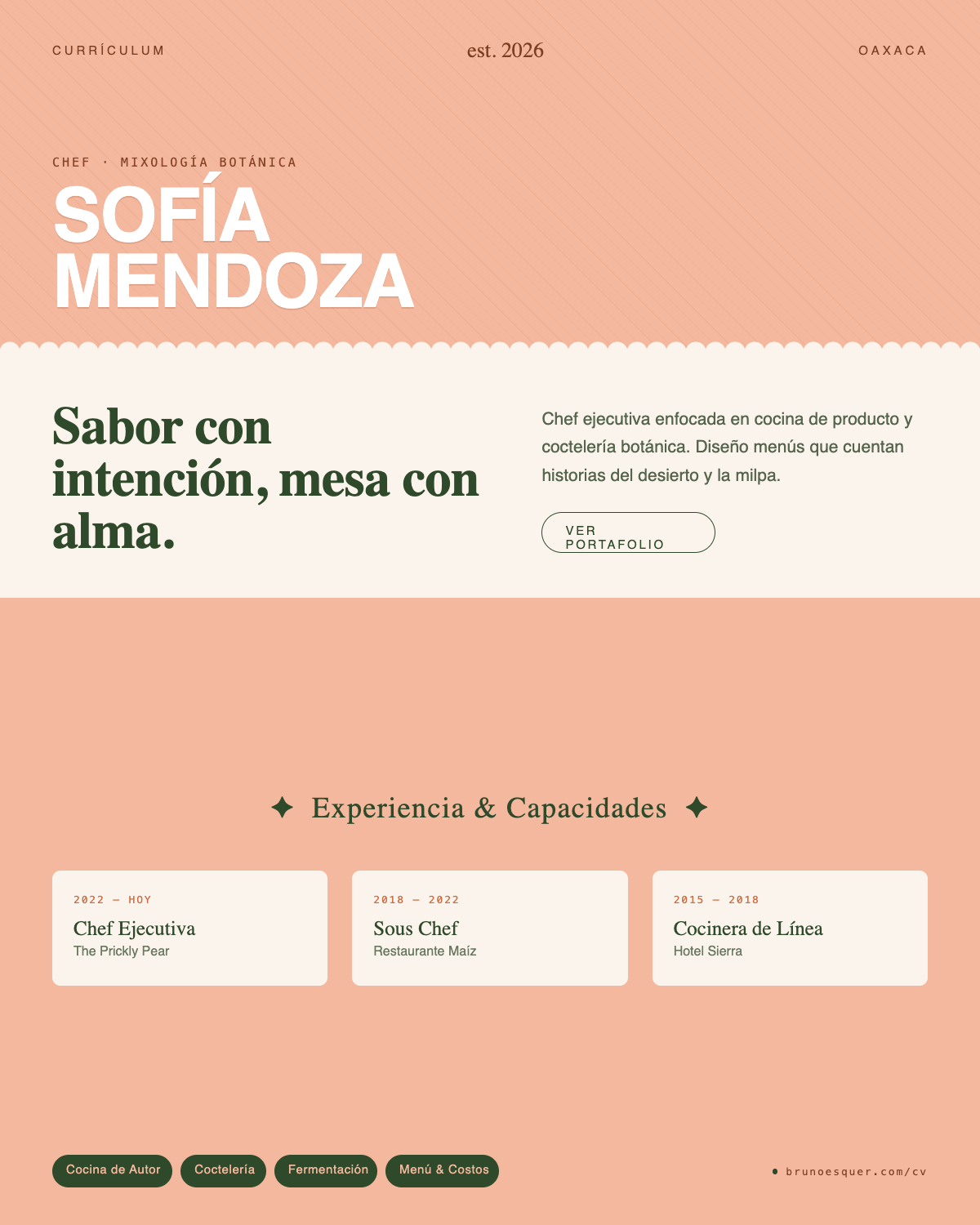 Sofía Mendoza — Chef · Mixología Botánica